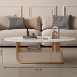 エレガントな大理石風センターテーブル | モダンデザインと収納機能付き | クラシックなリビングルームに最適 hch-3094