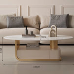 エレガントな大理石風センターテーブル | モダンデザインと収納機能付き | クラシックなリビングルームに最適 hch-3094