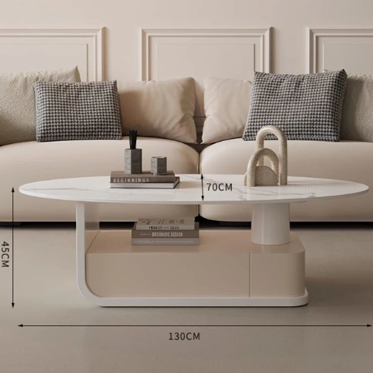エレガントな大理石風センターテーブル | モダンデザインと収納機能付き | クラシックなリビングルームに最適 hch-3094