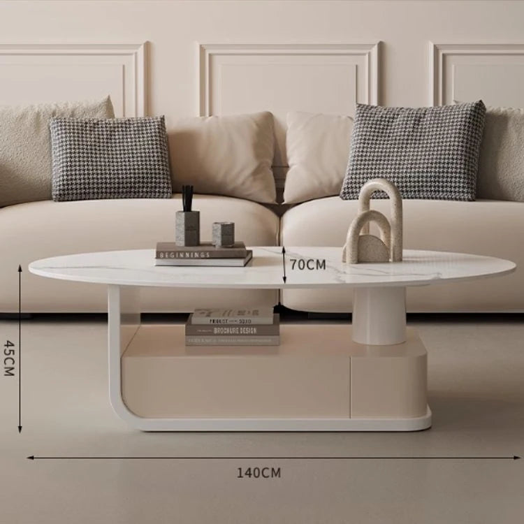 エレガントな大理石風センターテーブル | モダンデザインと収納機能付き | クラシックなリビングルームに最適 hch-3094