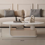 エレガントな大理石風センターテーブル | モダンデザインと収納機能付き | クラシックなリビングルームに最適 hch-3094