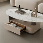 エレガントな大理石風センターテーブル | モダンデザインと収納機能付き | クラシックなリビングルームに最適 hch-3094