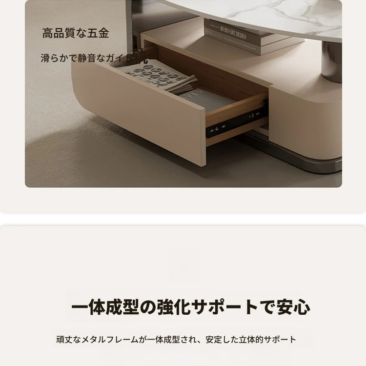 エレガントな大理石風センターテーブル | モダンデザインと収納機能付き | クラシックなリビングルームに最適 hch-3094
