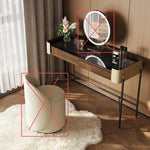 化粧台 ブラウン パイン 強化ガラス 合皮 hdh-3571