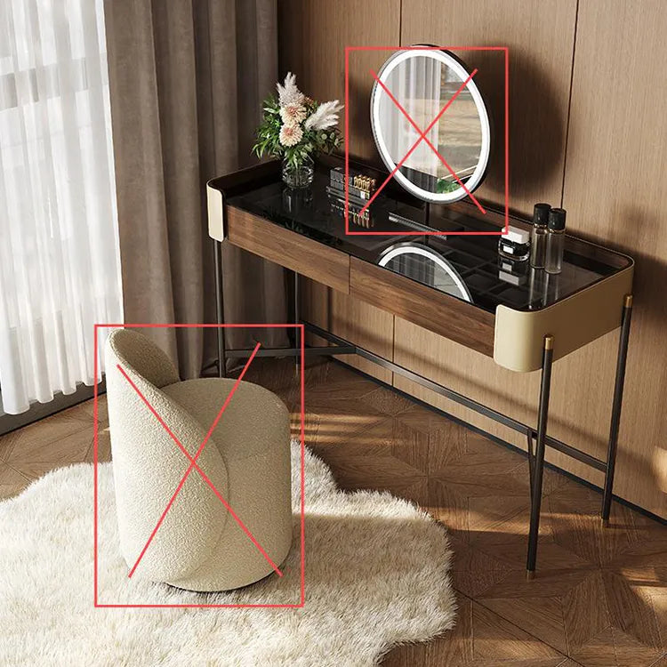 化粧台 ブラウン パイン 強化ガラス 合皮 hdh-3571