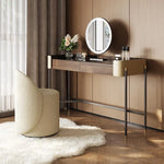 化粧台 ブラウン パイン 強化ガラス 合皮 hdh-3571