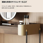 化粧台 ブラウン パイン 強化ガラス 合皮 hdh-3571