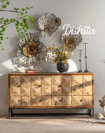 スギ材とアイアンのエレガントキャビネット|モダンデザイン家具 hdst-4218