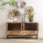 スギ材とアイアンのエレガントキャビネット|モダンデザイン家具 hdst-4218