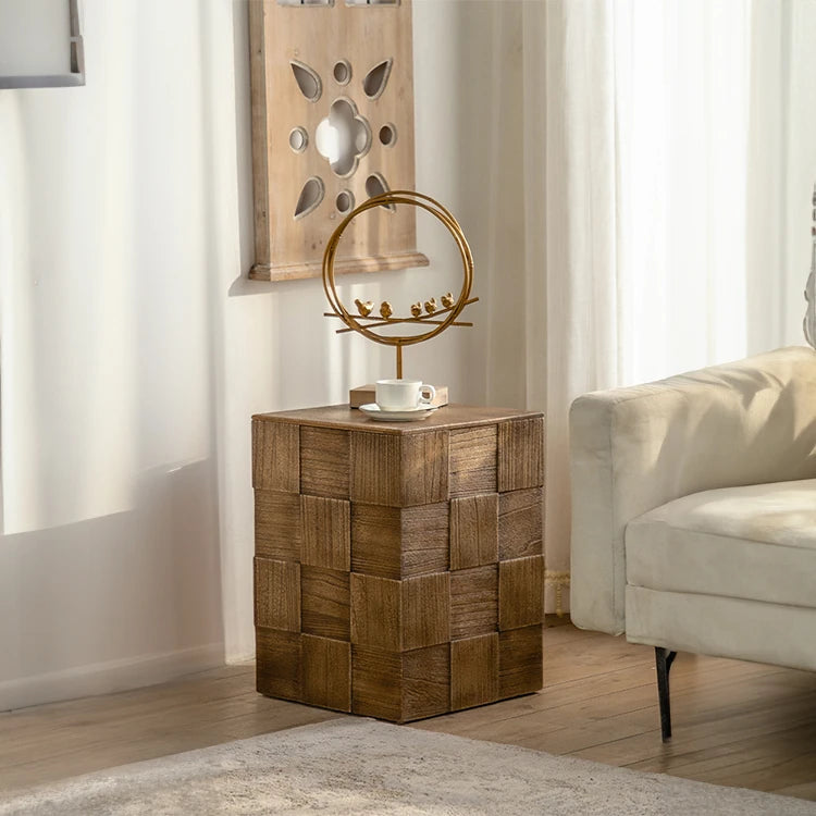 モダンなスギ材ナイトテーブル|洗練されたデザインでお部屋を格上げ hdst-4221