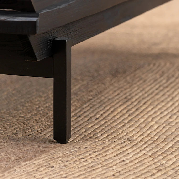 スギ材とアイアンのモダンデザインセンターテーブル|スタイリッシュで存在感ある家具 hdst-4225