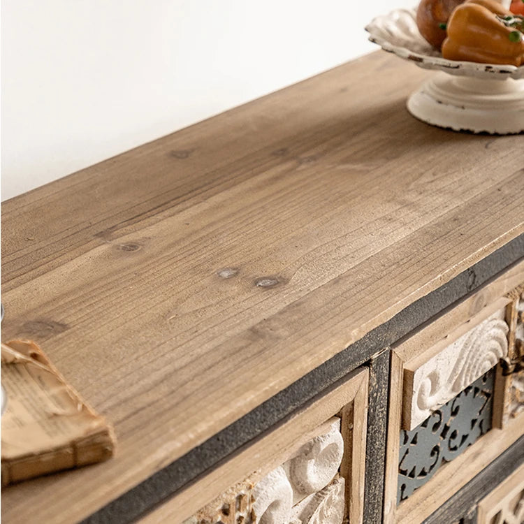 アンティーク調デザインのスギ材キャビネット|エレガンスと機能を両立した収納家具 hdst-4235