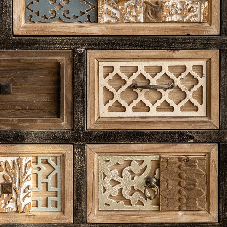 アンティーク調デザインのスギ材キャビネット|エレガンスと機能を両立した収納家具 hdst-4235