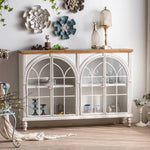 パイン&アイアンのクラシックナイトテーブル優雅なガラス扉デザイン50*36*84cmhdst-4237