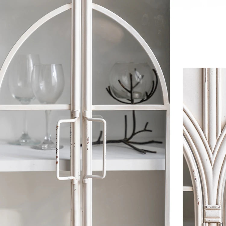 パイン&アイアンのクラシックナイトテーブル優雅なガラス扉デザイン50*36*84cmhdst-4237