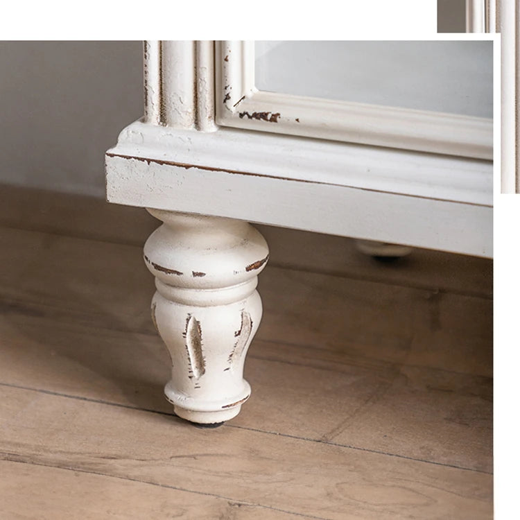 パイン&アイアンのクラシックナイトテーブル優雅なガラス扉デザイン50*36*84cmhdst-4237