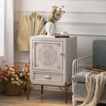 パインとアイアンの魅力!おしゃれな北欧風ナイトテーブルでお部屋を格上げ hdst-4241