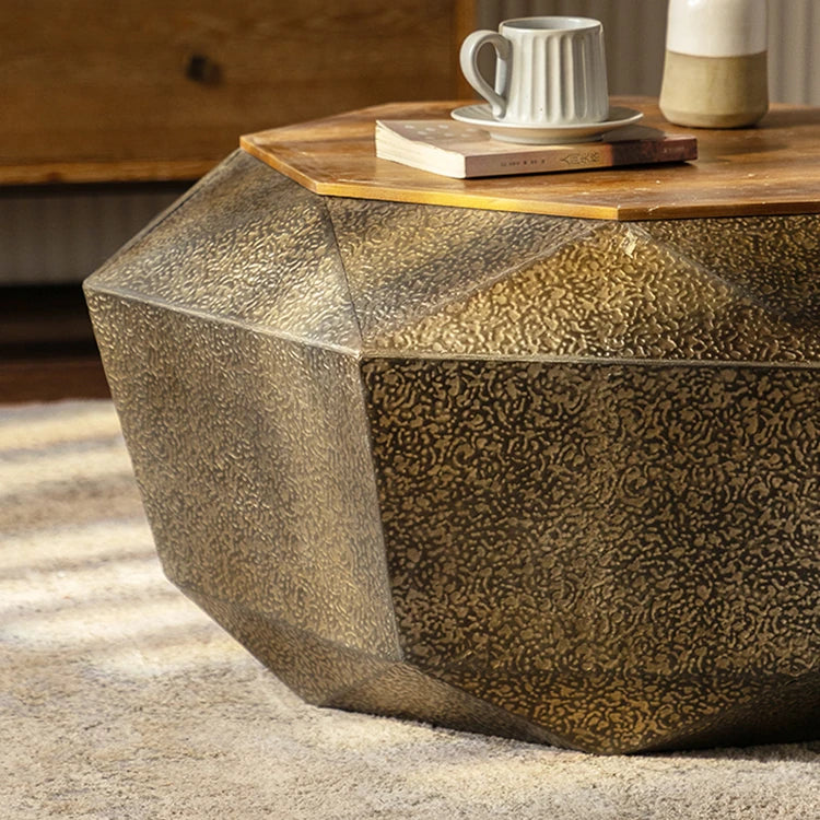 ユニークデザインのパイン&アイアン製センターテーブル - 抜群の存在感とスタイルをお部屋に! hdst-4254