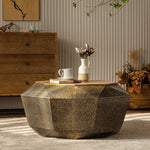 ユニークデザインのパイン&アイアン製センターテーブル - 抜群の存在感とスタイルをお部屋に! hdst-4254