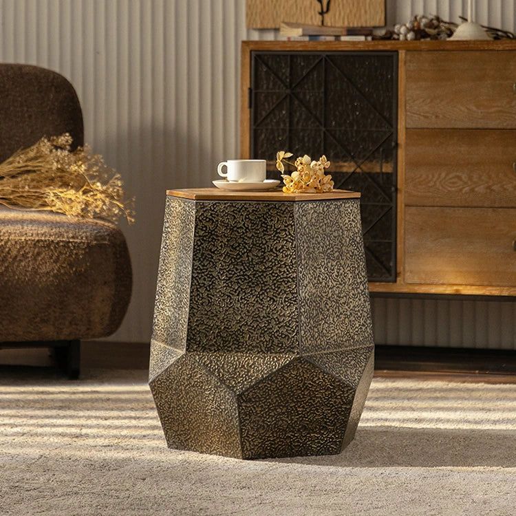 ユニークデザインのパイン&アイアン製センターテーブル - 抜群の存在感とスタイルをお部屋に! hdst-4254