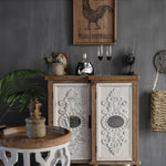 アンティーク風スギ材キャビネット|魅力的なデザインの収納家具 hdst-4255