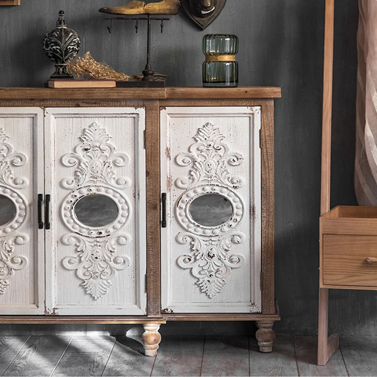 アンティーク風スギ材キャビネット|魅力的なデザインの収納家具 hdst-4255