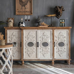 アンティーク風スギ材キャビネット|魅力的なデザインの収納家具 hdst-4255