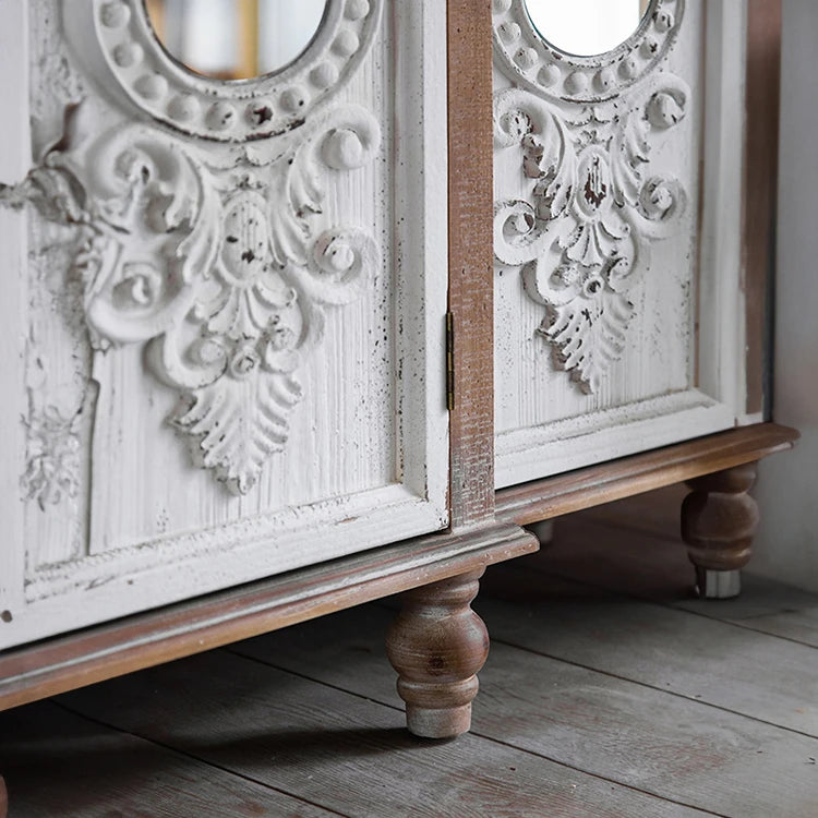 アンティーク風スギ材キャビネット|魅力的なデザインの収納家具 hdst-4255