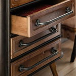 ビンテージスタイル スギ材&アイアンガラスキャビネットセット hdst-4302