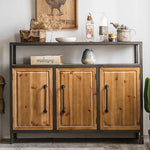 ビンテージスタイル スギ材&アイアンガラスキャビネットセット hdst-4302