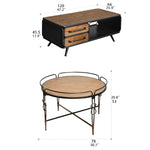 ビンテージスタイル スギ材&アイアンガラスキャビネットセット hdst-4302