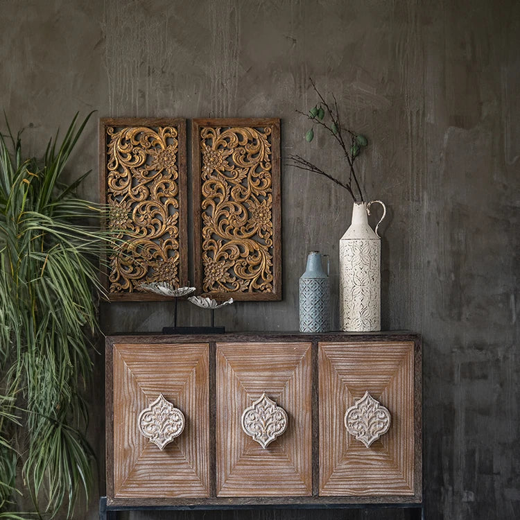 パインとアイアン素材のエレガントキャビネット│美しいデザインでお部屋にアクセントを! hdst-4313