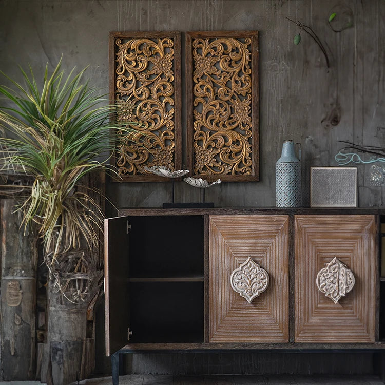 パインとアイアン素材のエレガントキャビネット│美しいデザインでお部屋にアクセントを! hdst-4313