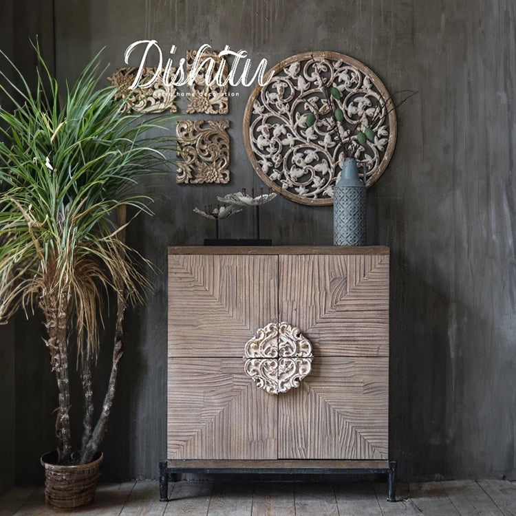 パインとアイアン素材のエレガントキャビネット│美しいデザインでお部屋にアクセントを! hdst-4313