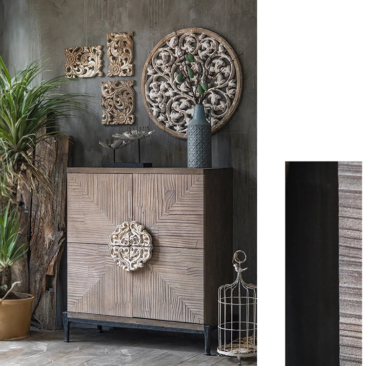 パインとアイアン素材のエレガントキャビネット│美しいデザインでお部屋にアクセントを! hdst-4313