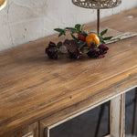 パインウッドガラスキャビネット|アイアンフレーム付きアンティーク収納家具 hdst-4315