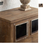 パインウッドガラスキャビネット|アイアンフレーム付きアンティーク収納家具 hdst-4315