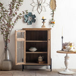 パインウッドガラスキャビネット|アイアンフレーム付きアンティーク収納家具 hdst-4315