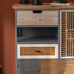 スギ材とアイアンのヴィンテージ調キャビネット|モダン収納家具 hdst-4320