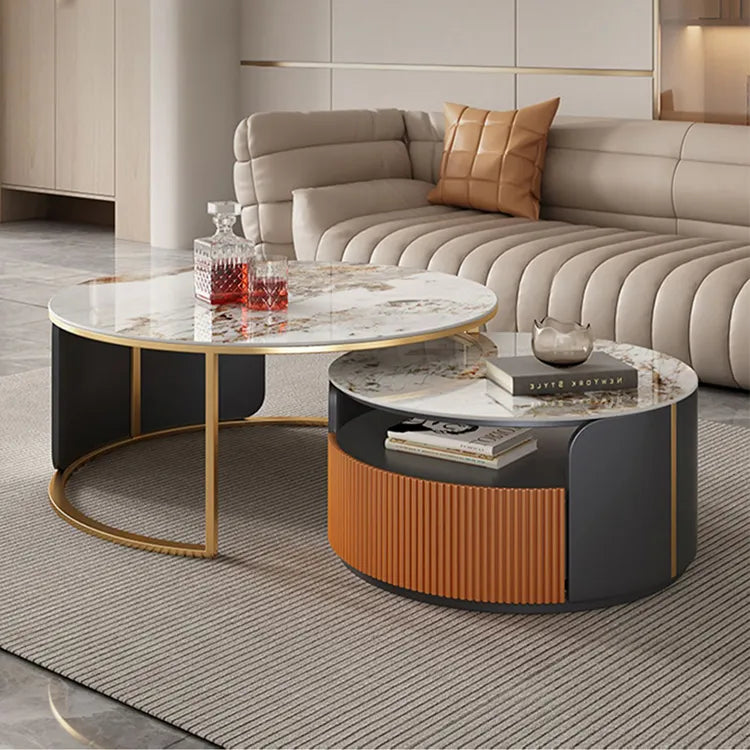 セラミックパイン&ステンレス製センターテーブル|モダンリビングにぴったりの上質デザイン hfcjp-4011