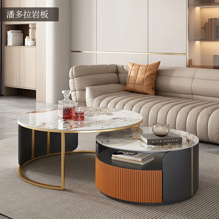 セラミックパイン&ステンレス製センターテーブル|モダンリビングにぴったりの上質デザイン hfcjp-4011