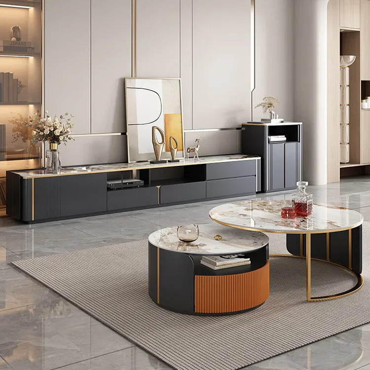 セラミックパイン&ステンレス製センターテーブル|モダンリビングにぴったりの上質デザイン hfcjp-4011