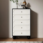 スタイリッシュな無垢材パイン製キャビネット - モダンデザインの5段収納家具 hfgxc-4859