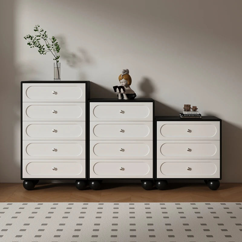 スタイリッシュな無垢材パイン製キャビネット - モダンデザインの5段収納家具 hfgxc-4859