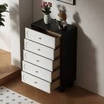 スタイリッシュな無垢材パイン製キャビネット - モダンデザインの5段収納家具 hfgxc-4859