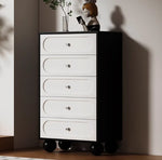 スタイリッシュな無垢材パイン製キャビネット - モダンデザインの5段収納家具 hfgxc-4859