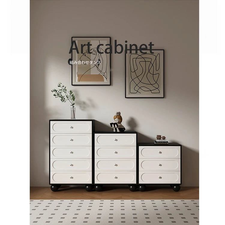 スタイリッシュな無垢材パイン製キャビネット - モダンデザインの5段収納家具 hfgxc-4859