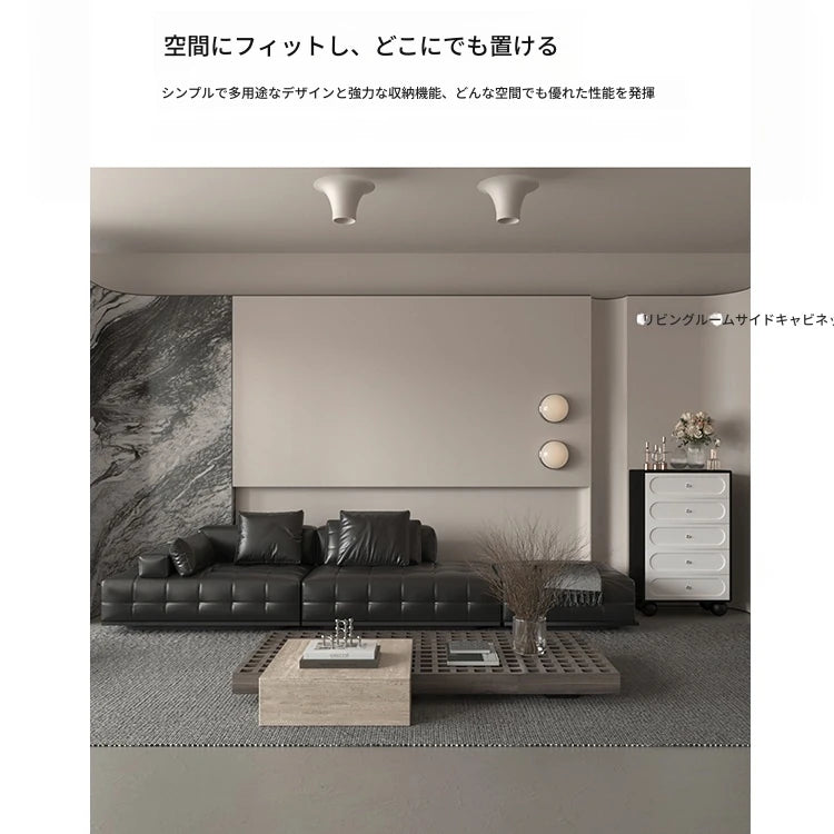 スタイリッシュな無垢材パイン製キャビネット - モダンデザインの5段収納家具 hfgxc-4859