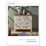 パイン材使用!エレガントな花柄キャビネット - おしゃれな収納家具で空間を彩る hfgxc-4863