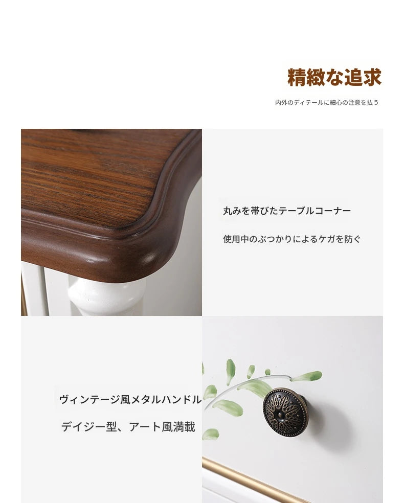 パイン材使用!エレガントな花柄キャビネット - おしゃれな収納家具で空間を彩る hfgxc-4863